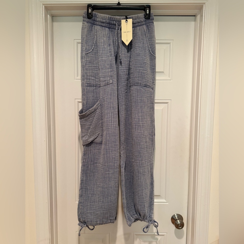 Ban Jara 100% cotton gauze distressed pants blue